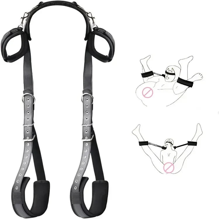 BDSM Bondage Set – Complete Set with Handcuffs, Thigh Bands & Neck Support