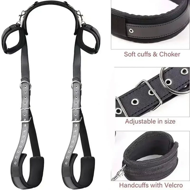 BDSM Bondage Set – Complete Set with Handcuffs, Thigh Bands & Neck Support
