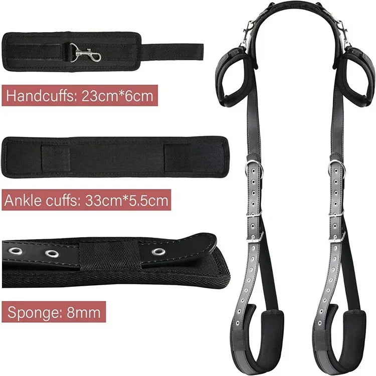 BDSM Bondage Set – Complete Set with Handcuffs, Thigh Bands & Neck Support