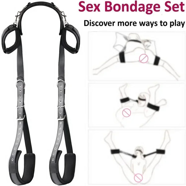 BDSM Bondage Set – Complete Set with Handcuffs, Thigh Bands & Neck Support