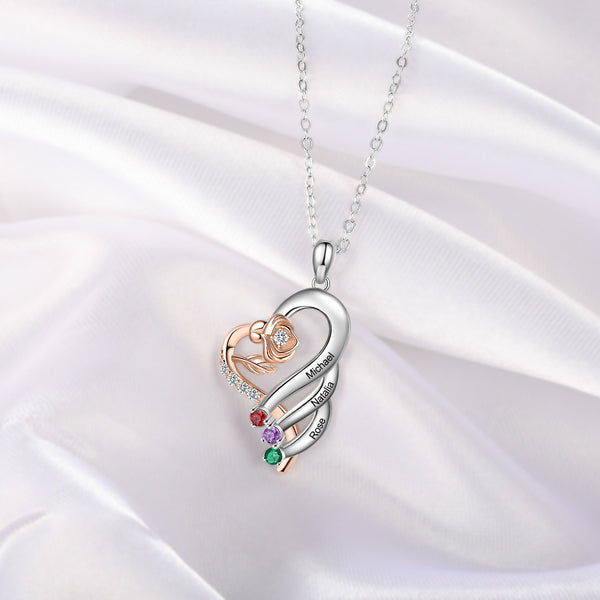 Birthstone Heart Rose Necklaces